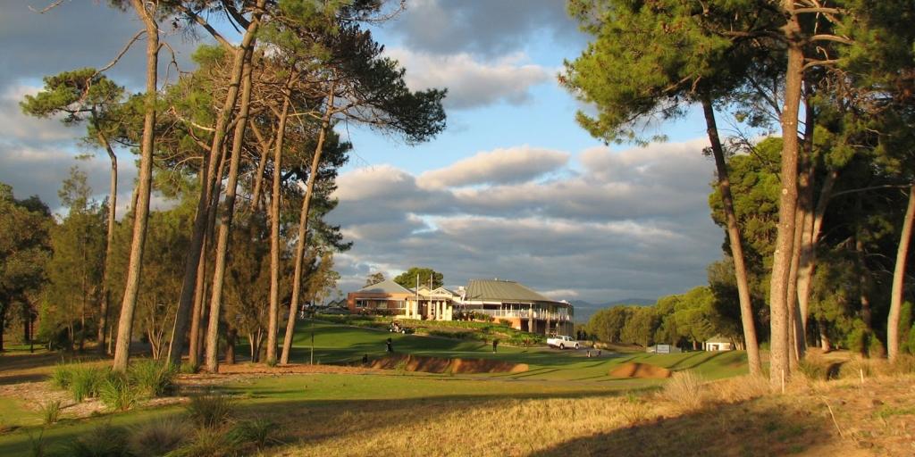 The course weaves between tall, established pines, providing some spectacular vistas