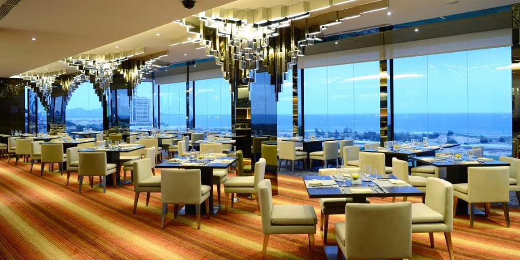 The 100-seat Infinity restaurant with spectacular views of the golf course and coastline